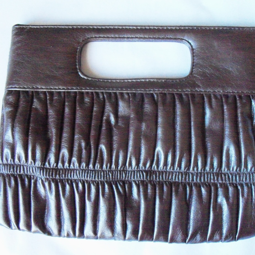 Express Brown Leather clutch handbag (#EV345)